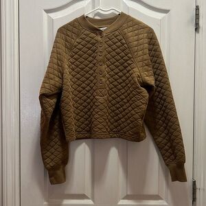 DSG Women's Quilted Meet and Greet Henley Cadet Brown Sweatshirt Size XS